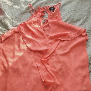 Xhiliration Coral Halter Tie Neck Tank Top